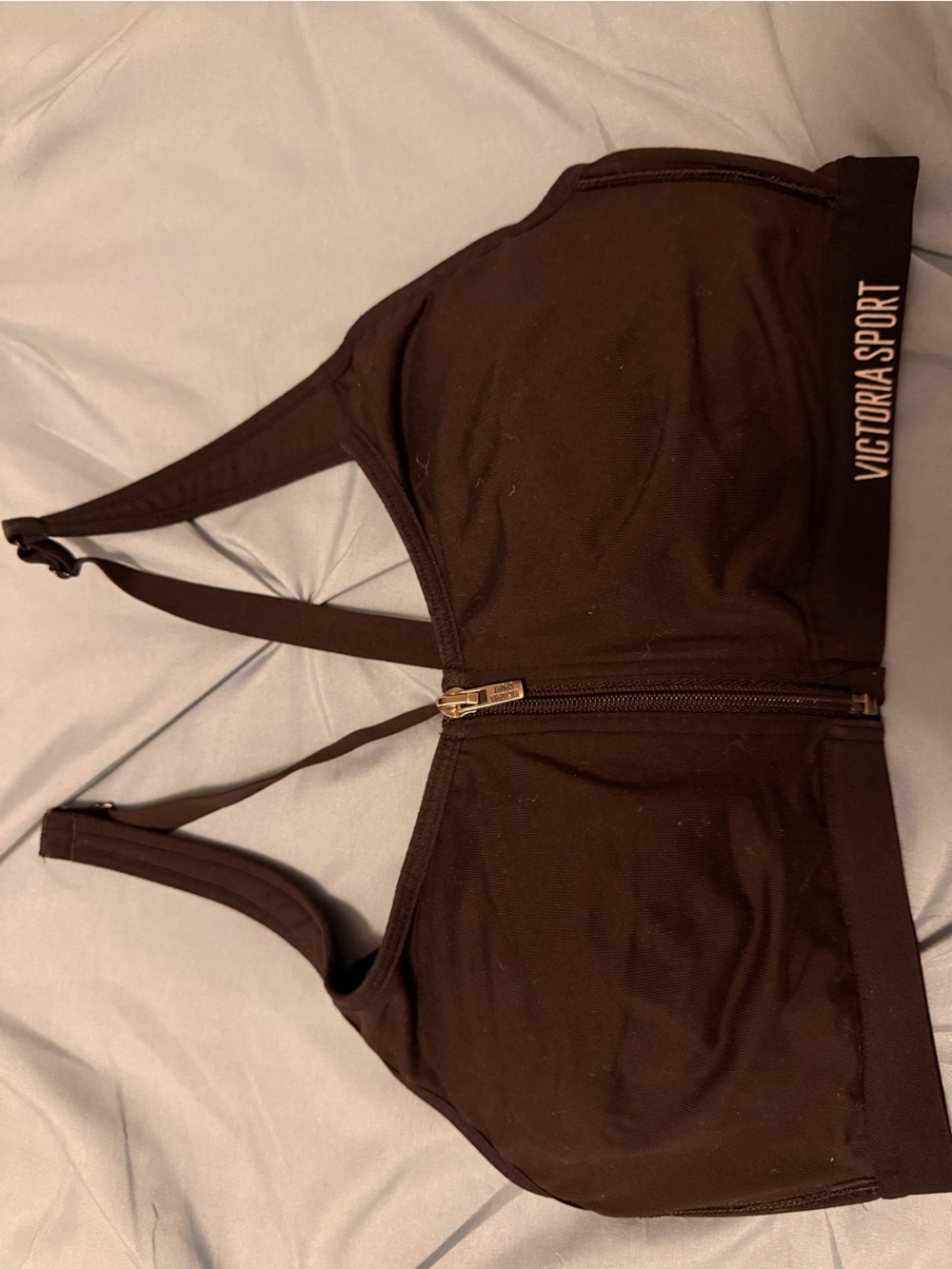 Victoria Sport Black Front-Zip High-Support Sports Bra
